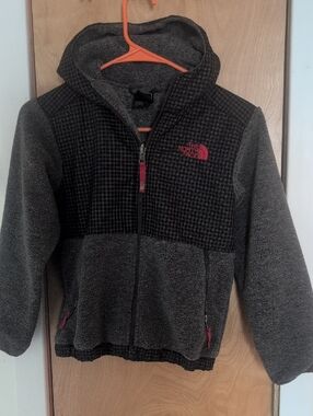 The North Face Kids Charcoal Gray Hoodie with Red Logo